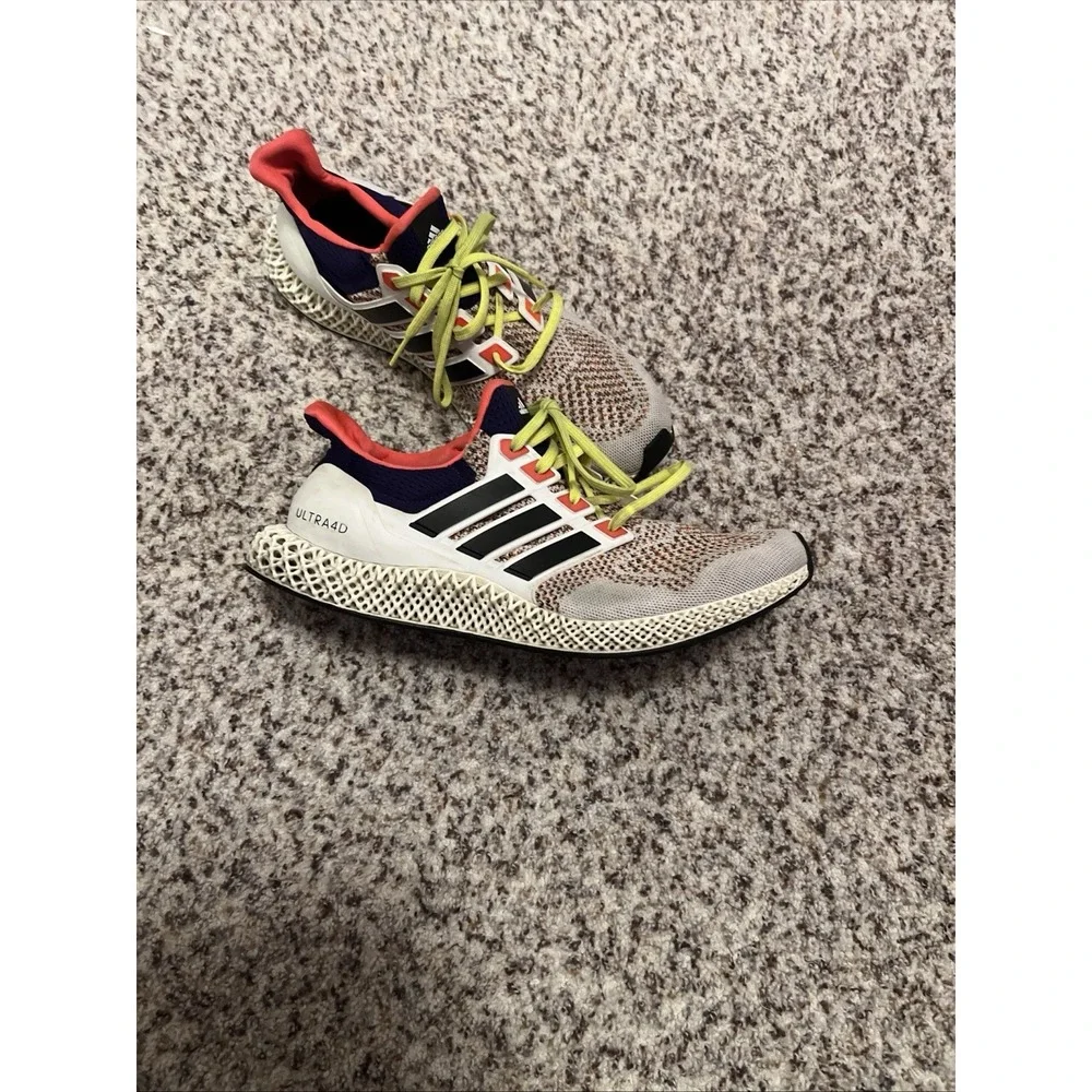 Adidas Ultra 4D White Solar Red‎ Multicolor Shoes Men's Size 12